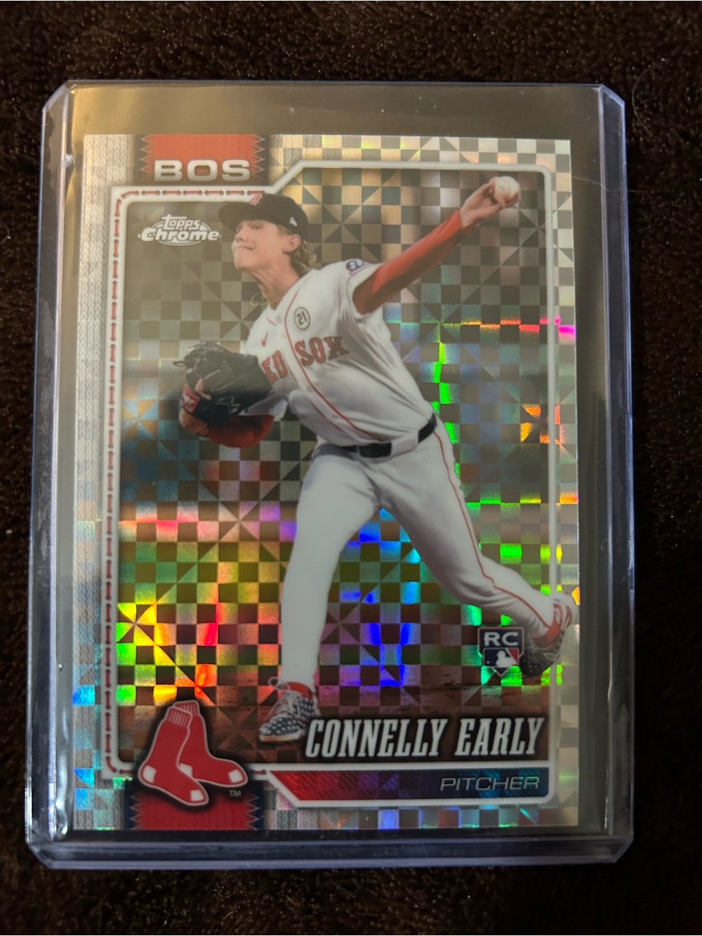 Topps Chrome Holographic Boston Red Sox Pitcher Card - White/Red